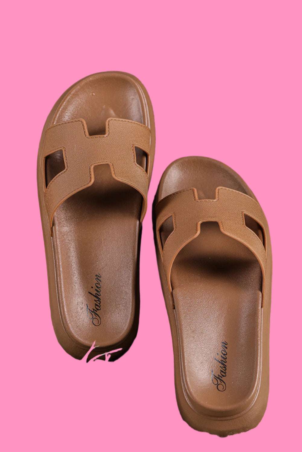 Chestnut Cutout Open Toe Platform Slides Shoes