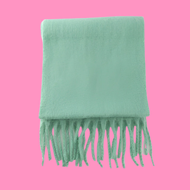 Scarf Cashmere Warm Wrap Pashmina Solid Foulard Scarves Shawls Thick Soft Blanket Large Tassels