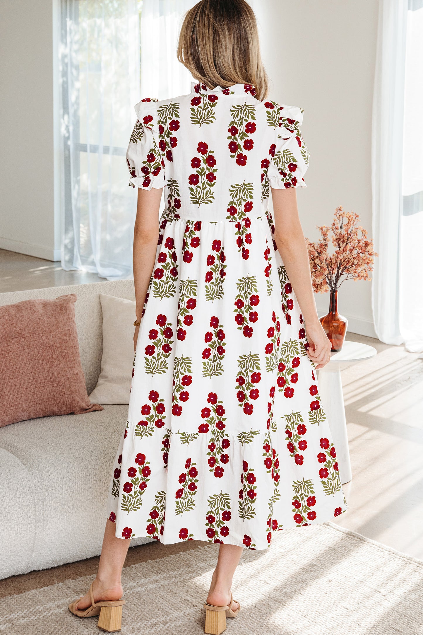 Black Floral Short Sleeve Maxi Dress