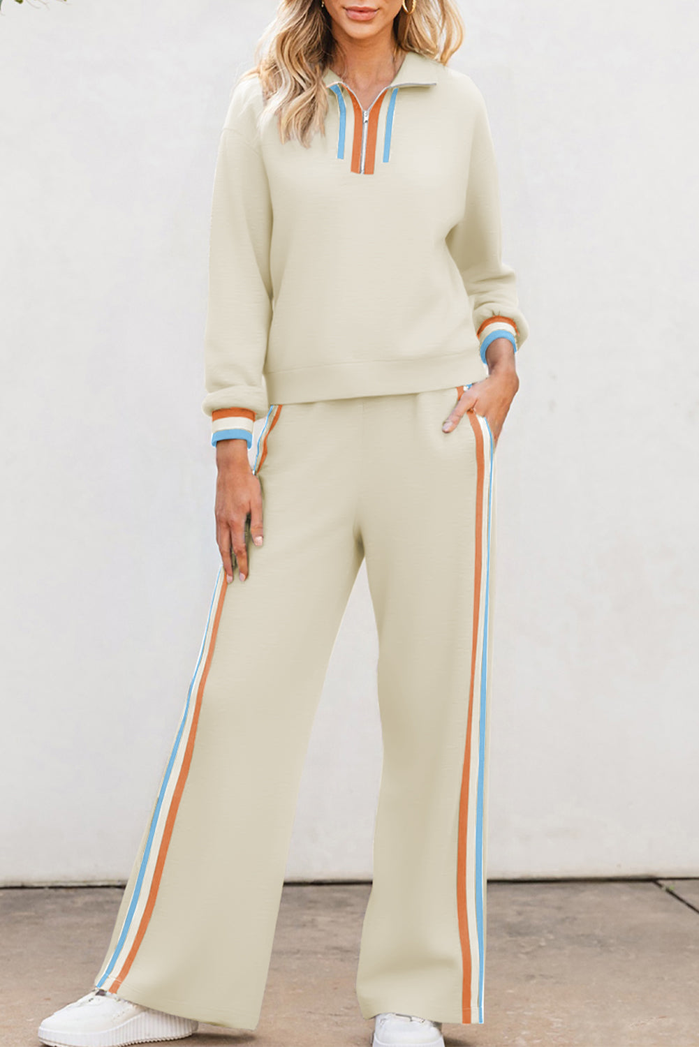 Quarter Zip Pullover Loose Pants Set