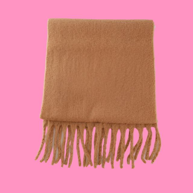 Scarf Cashmere Warm Wrap Pashmina Solid Foulard Scarves Shawls Thick Soft Blanket Large Tassels