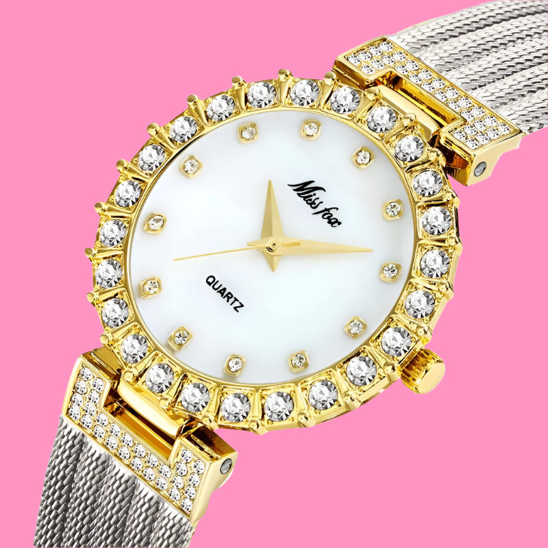 MISSFOX Luxury Brand Watch Bracelet  Big Lab Diamond Quartz Movement