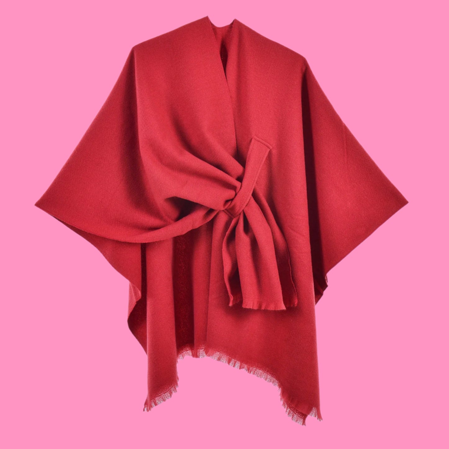 Warm cloak simple double-sided solid color slit imitation cashmere outer shawl