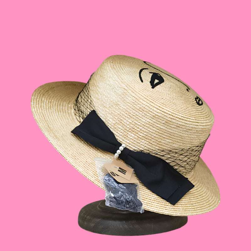 Fashion Lace Bow Wide Brim Nature Straw Sunhat Hat