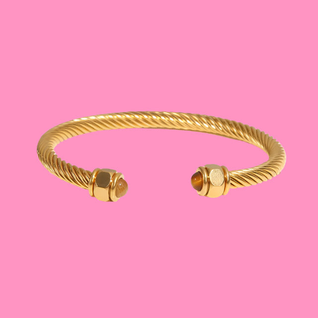 Twisted Pave Bangle Bracelet 18k Gold Plated