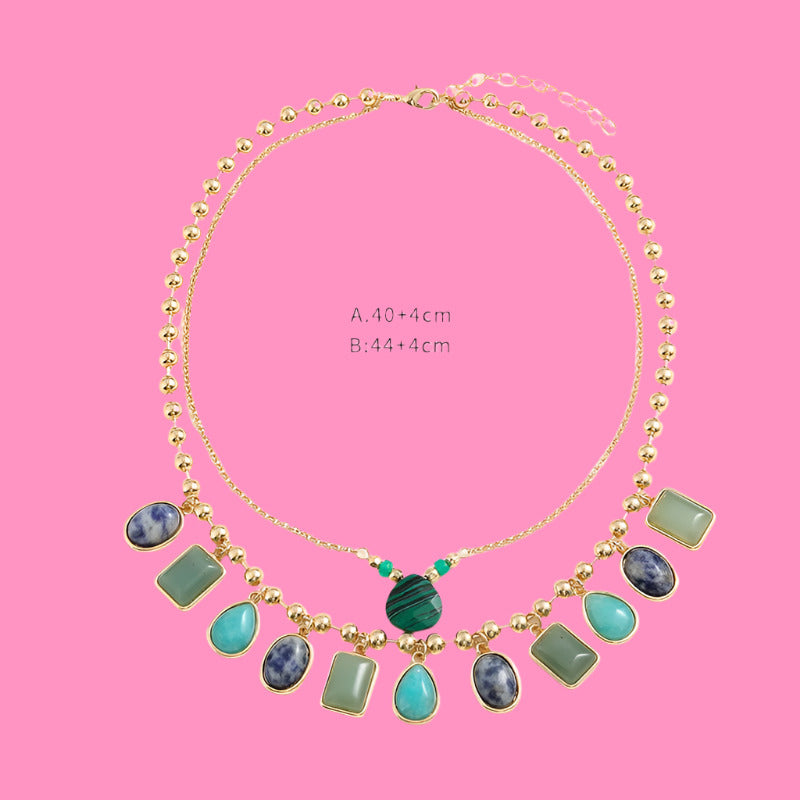 Turquoise Elegance Layered Necklace – Light Luxury Women's Jewelry