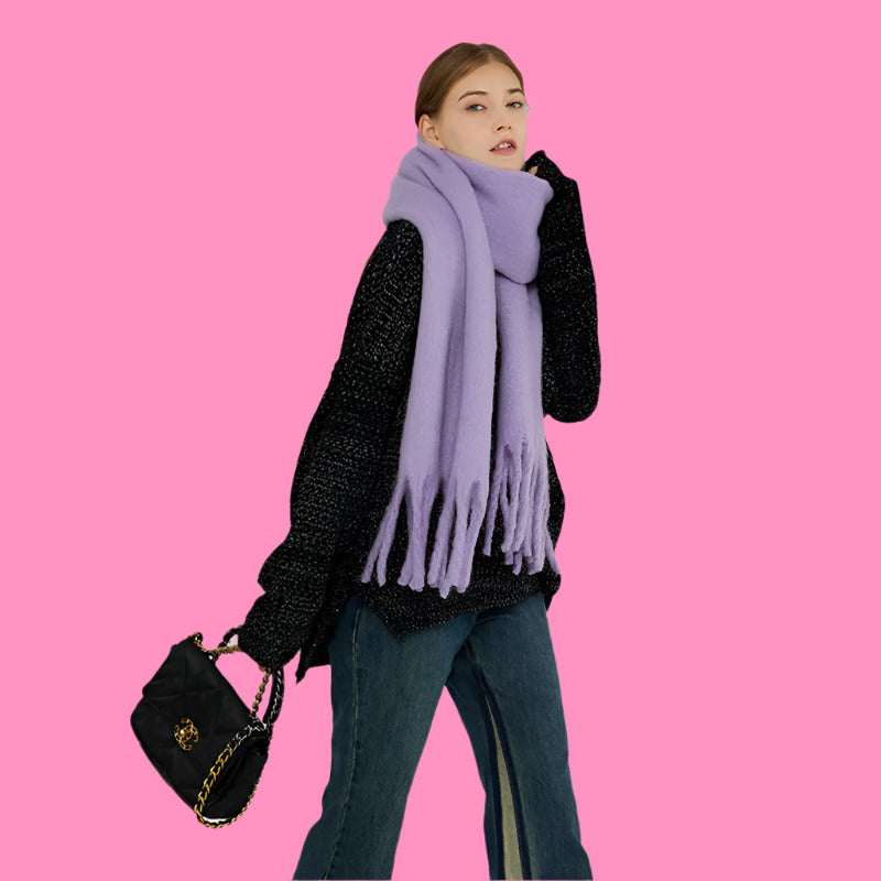 Scarf Cashmere Warm Wrap Pashmina Solid Foulard Scarves Shawls Thick Soft Blanket Large Tassels