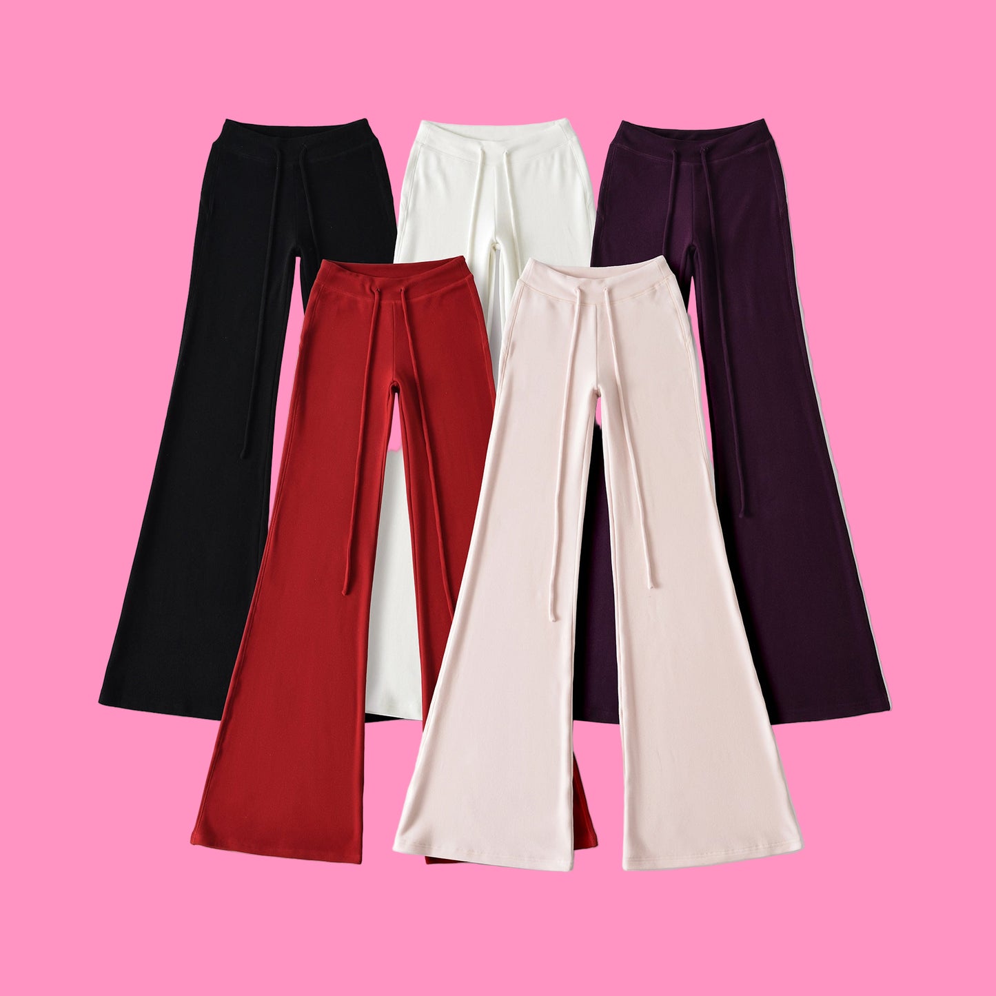 Drawstring yoga pants slim fit micro flared sports casual pants