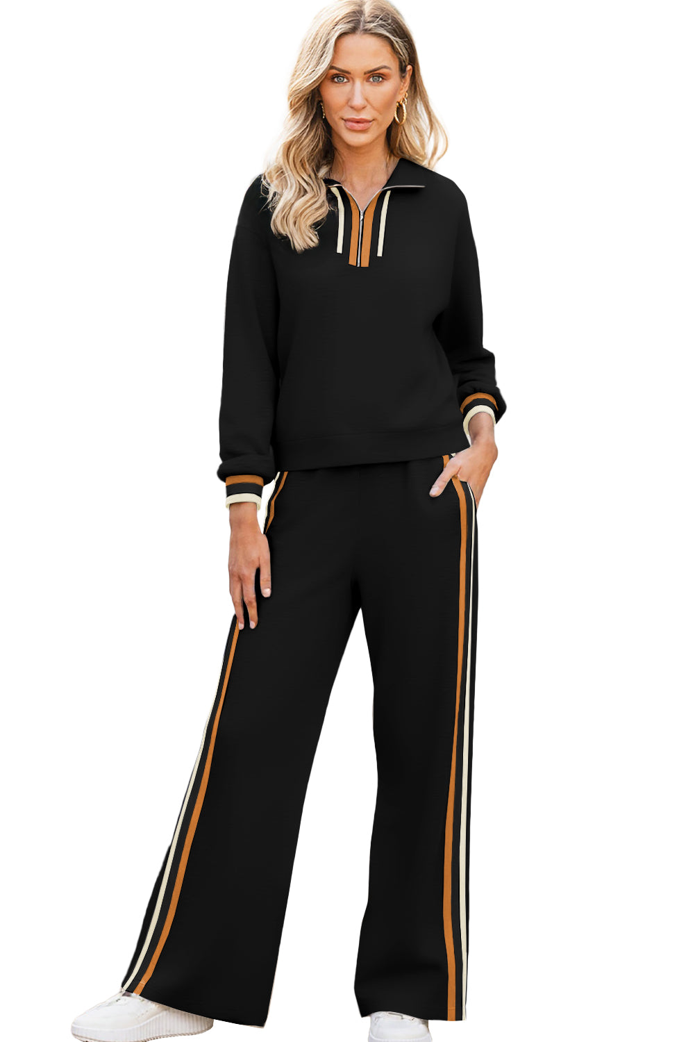 Quarter Zip Pullover Loose Pants Set