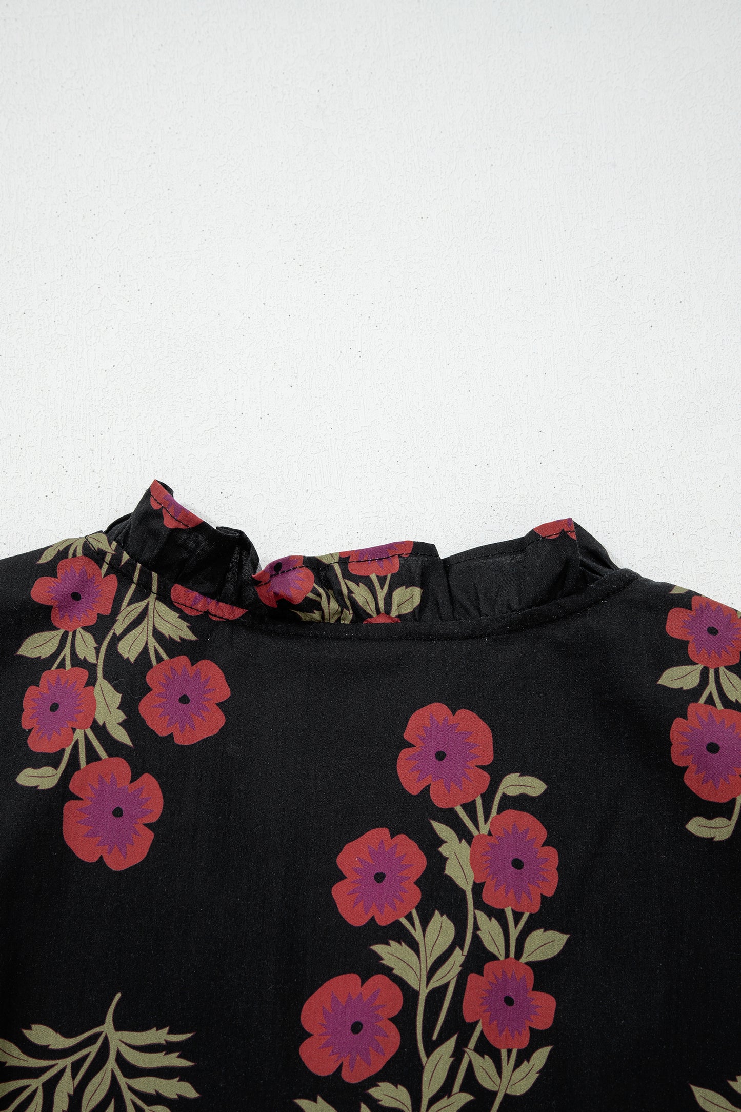 Black Floral Short Sleeve Maxi Dress