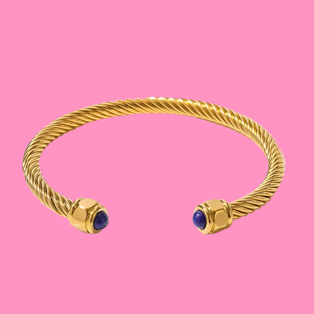 Twisted Pave Bangle Bracelet 18k Gold Plated