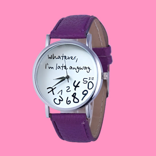 "I'M LATE" Casual Style Fashion Wrist Watch (Multiple Colours)