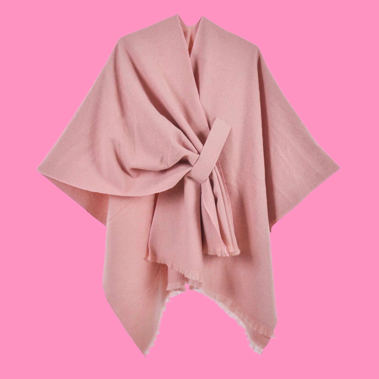 Warm cloak simple double-sided solid color slit imitation cashmere outer shawl