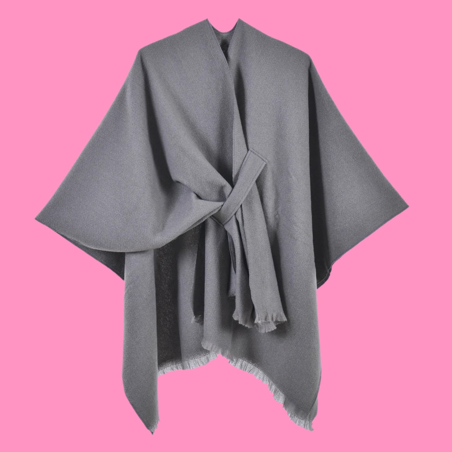 Warm cloak simple double-sided solid color slit imitation cashmere outer shawl