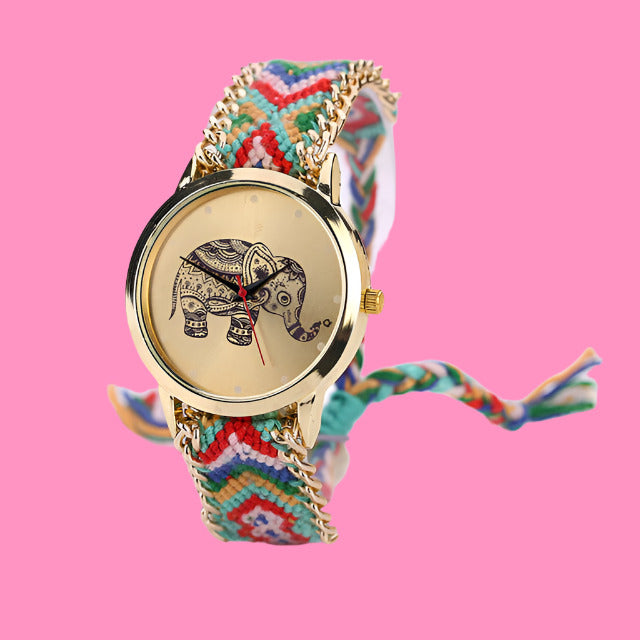 Braided Elephant Bracelet Fashion Watch