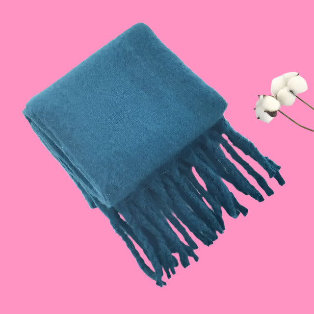 Scarf Cashmere Warm Wrap Pashmina Solid Foulard Scarves Shawls Thick Soft Blanket Large Tassels