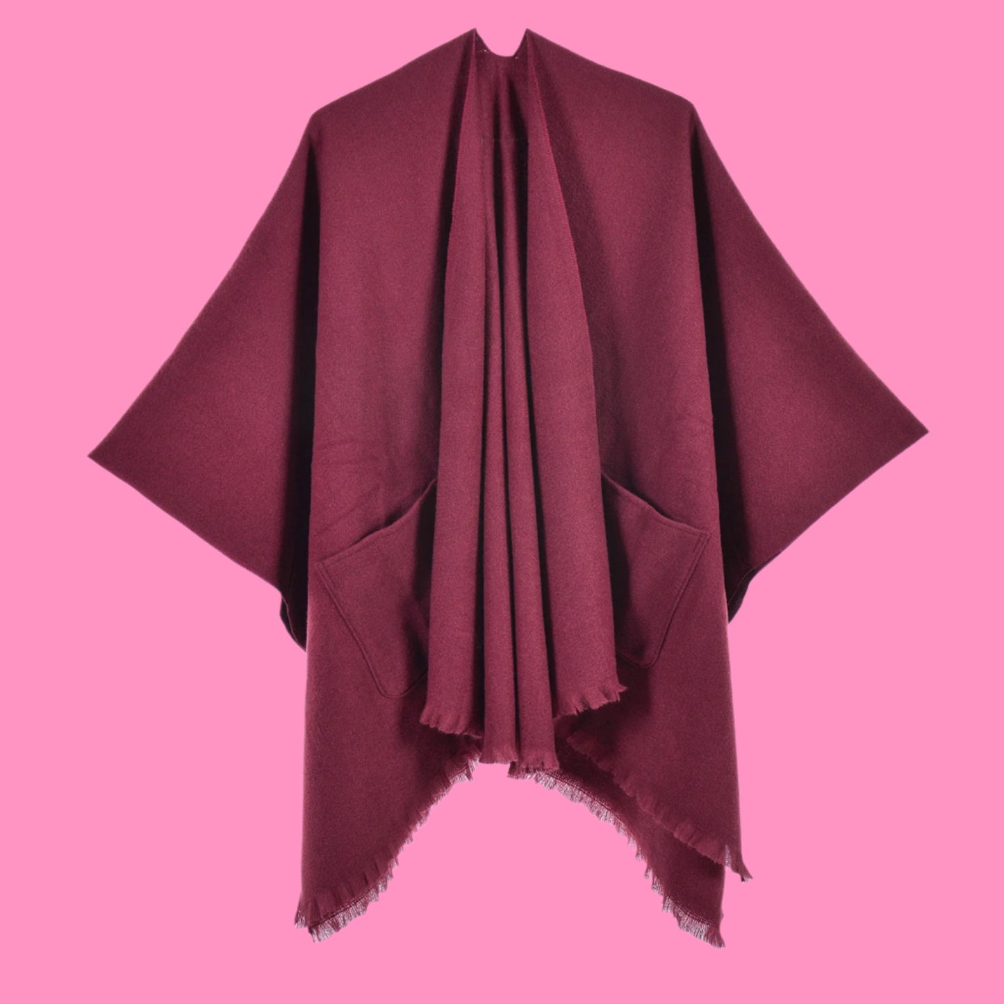 Warm cloak simple double-sided solid color slit imitation cashmere outer shawl