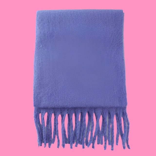 Scarf Cashmere Warm Wrap Pashmina Solid Foulard Scarves Shawls Thick Soft Blanket Large Tassels