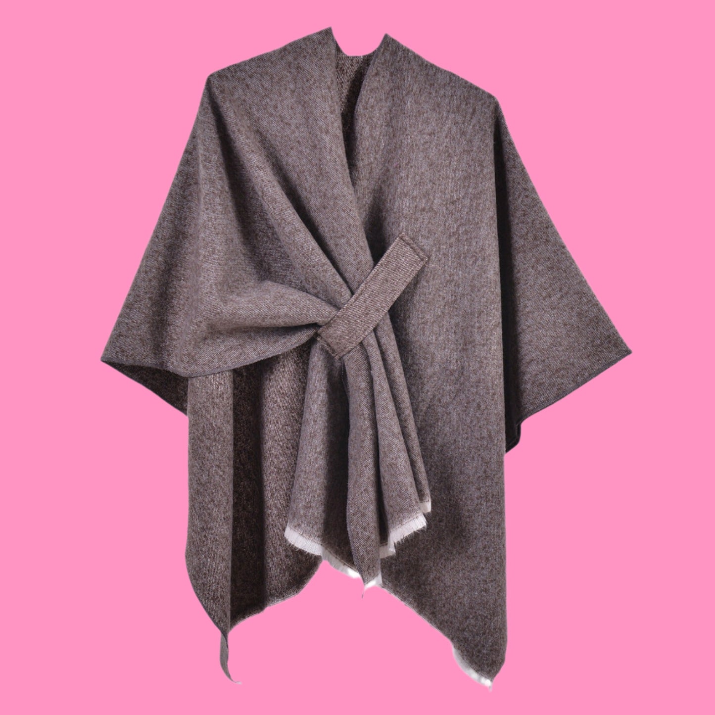 Warm cloak simple double-sided solid color slit imitation cashmere outer shawl