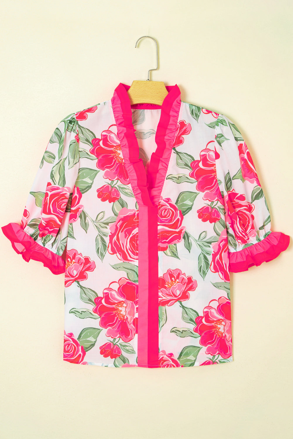 Floral Print Puff Sleeve Blouse
