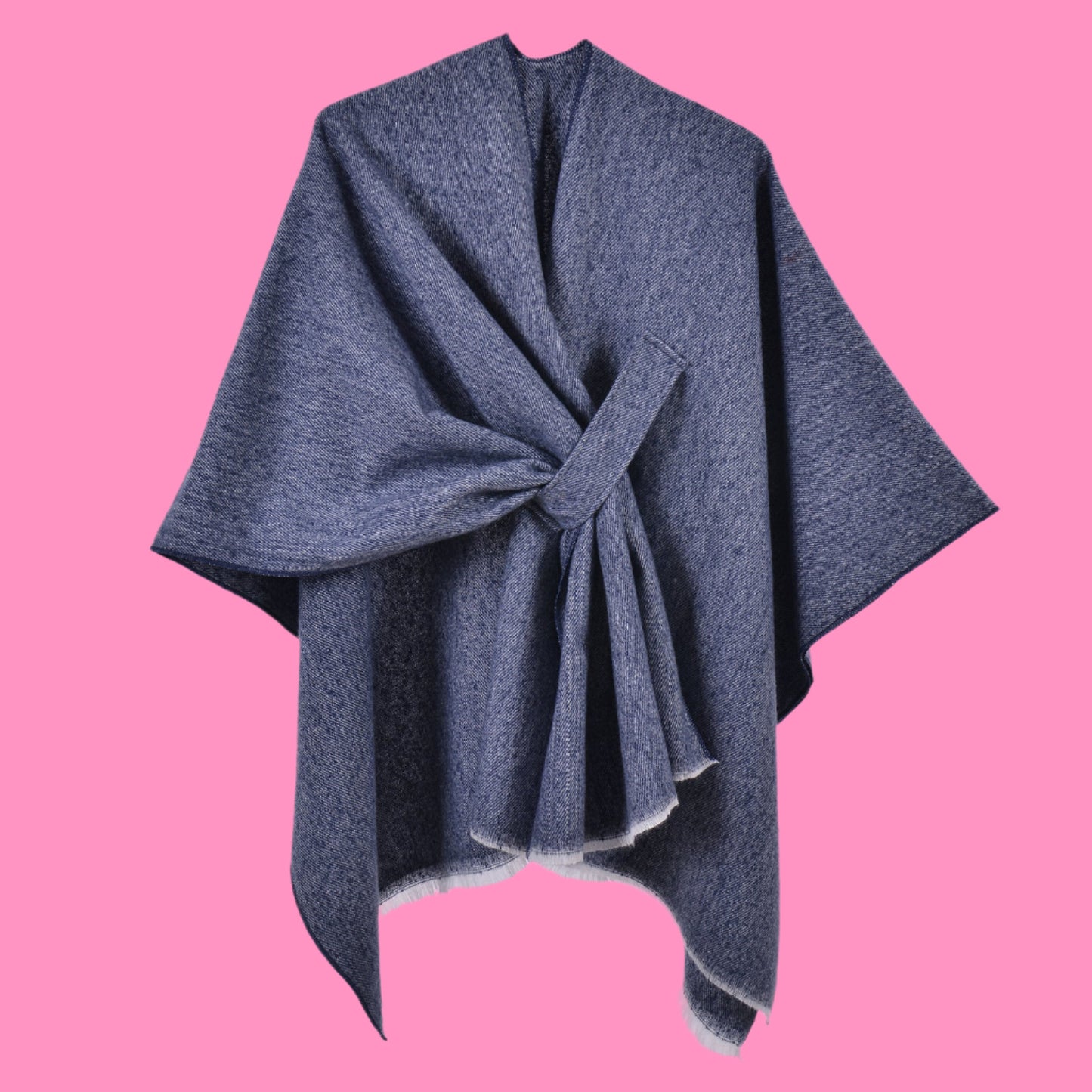 Warm cloak simple double-sided solid color slit imitation cashmere outer shawl