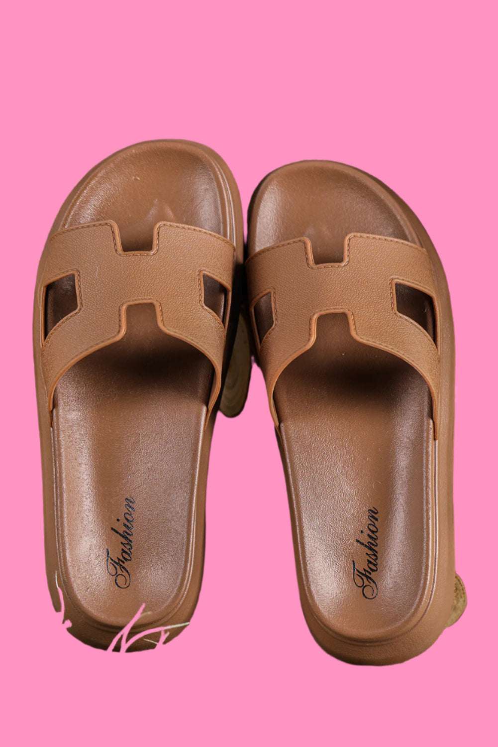 Chestnut Cutout Open Toe Platform Slides Shoes