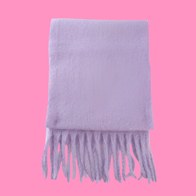 Scarf Cashmere Warm Wrap Pashmina Solid Foulard Scarves Shawls Thick Soft Blanket Large Tassels