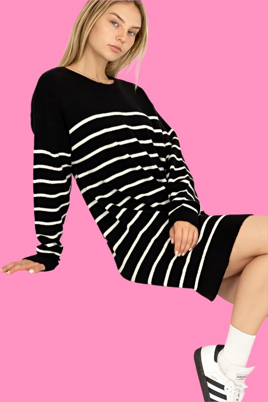 Casually Chic Striped Sweater Dress