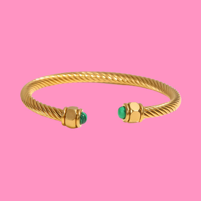 Twisted Pave Bangle Bracelet 18k Gold Plated