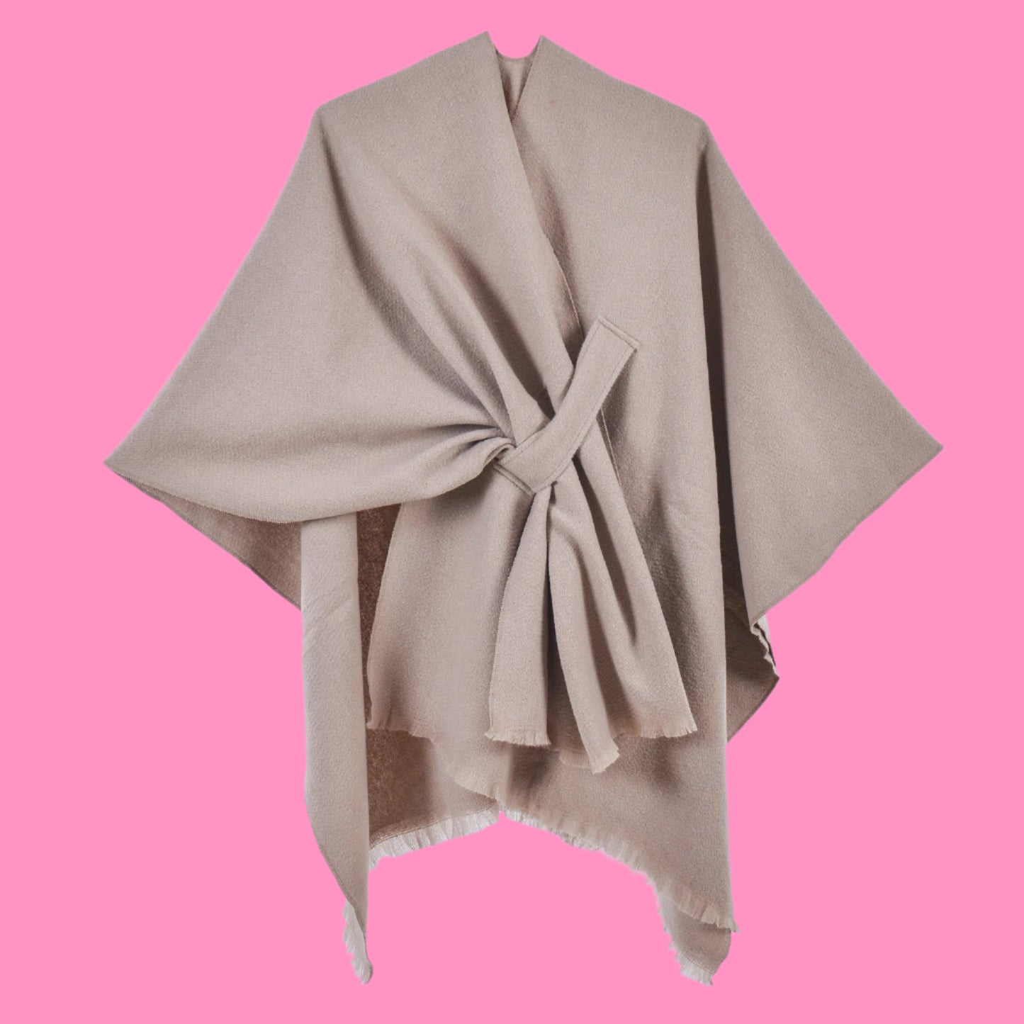 Warm cloak simple double-sided solid color slit imitation cashmere outer shawl