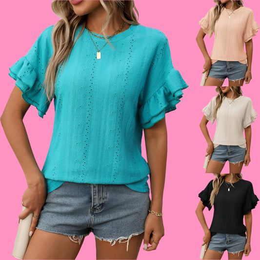 T-shirt top with ruffle sleeve