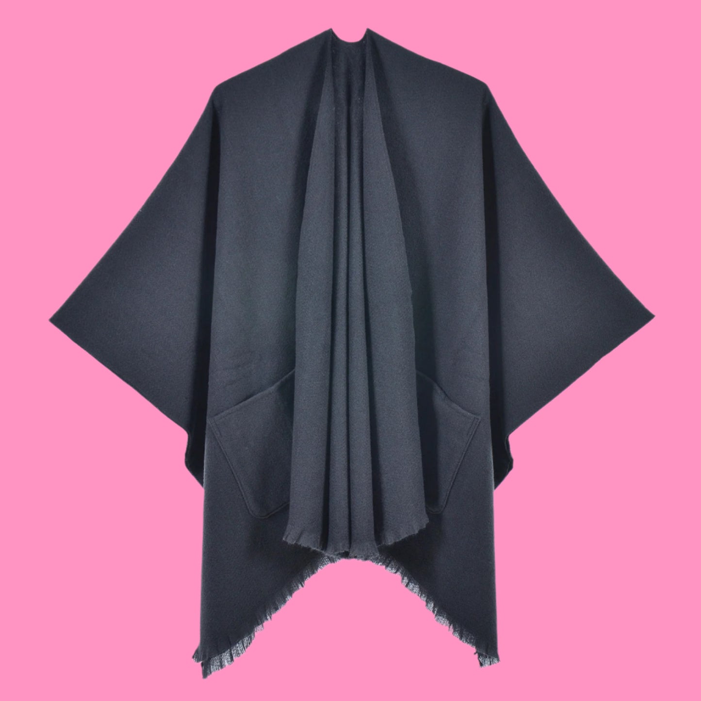 Warm cloak simple double-sided solid color slit imitation cashmere outer shawl