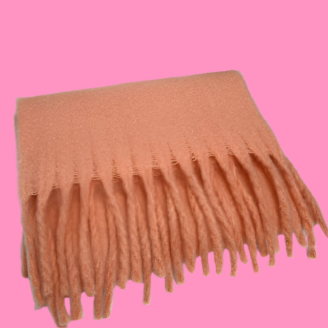 Scarf Cashmere Warm Wrap Pashmina Solid Foulard Scarves Shawls Thick Soft Blanket Large Tassels