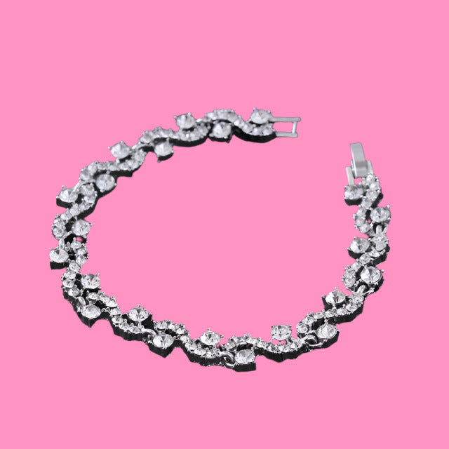 Crystalline Azuria 18K White Gold Plated Tennis Bracelet