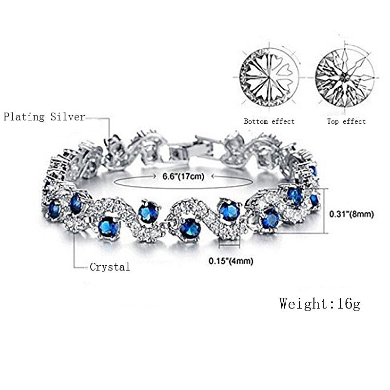 Crystalline Azuria 18K White Gold Plated Tennis Bracelet