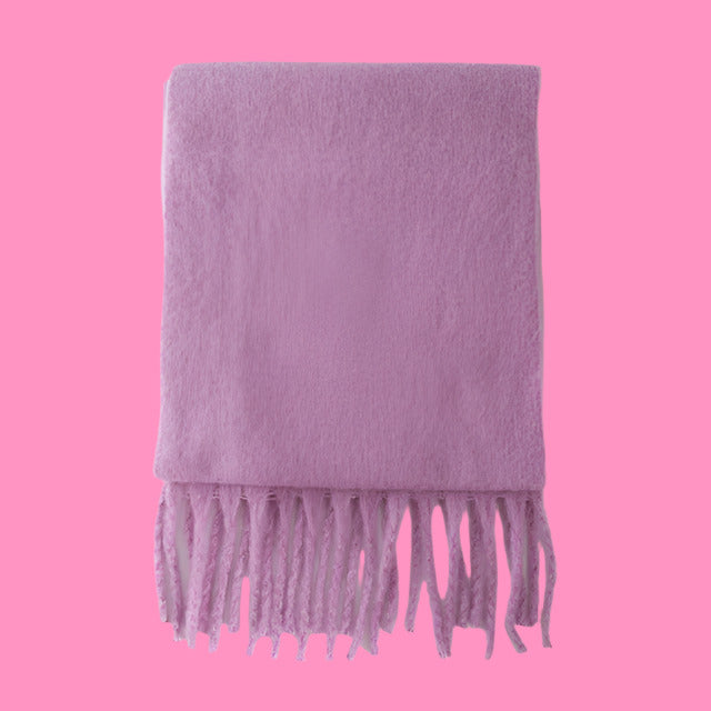 Scarf Cashmere Warm Wrap Pashmina Solid Foulard Scarves Shawls Thick Soft Blanket Large Tassels