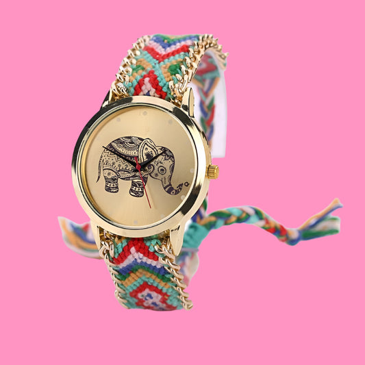 Braided Elephant Bracelet Fashion Watch