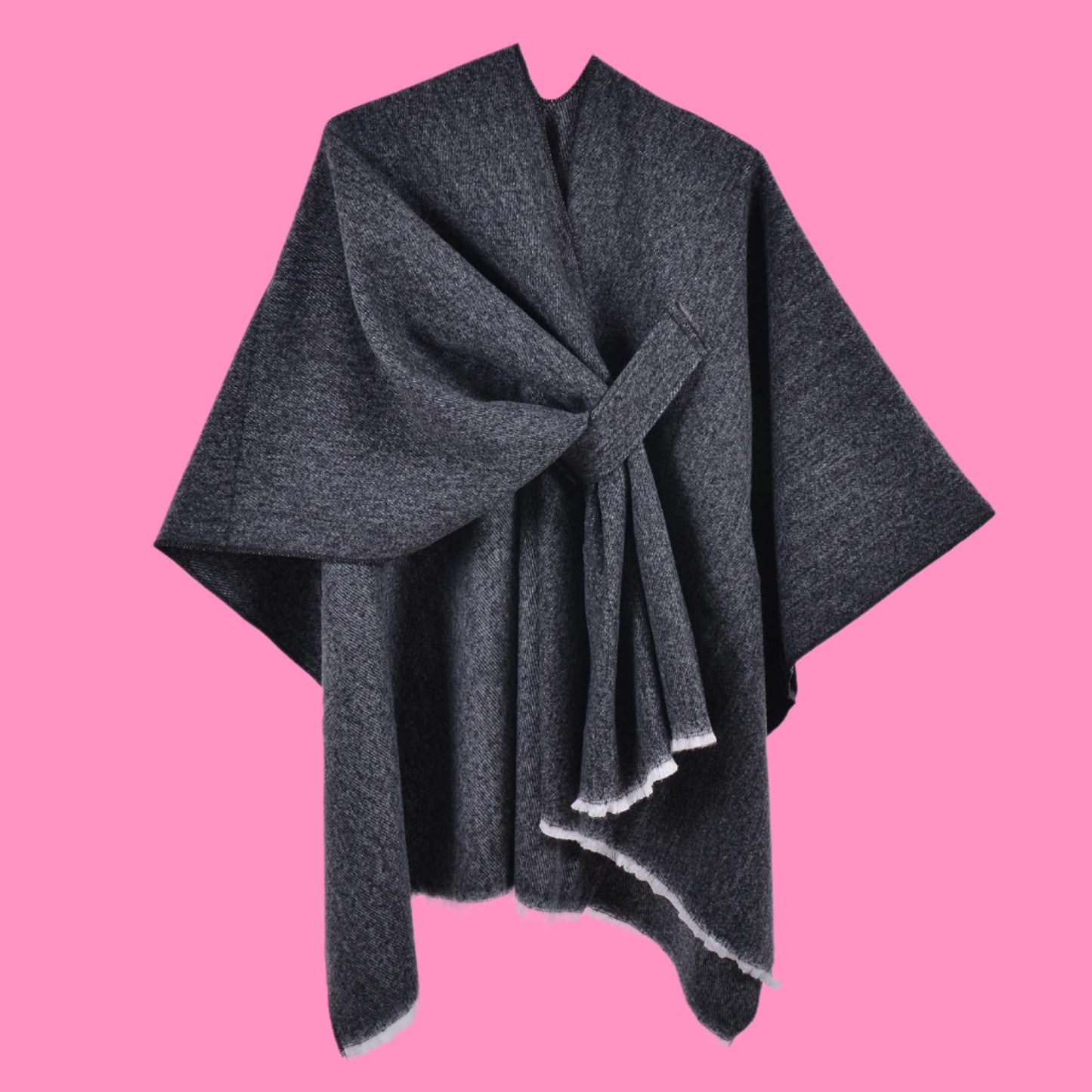 Warm cloak simple double-sided solid color slit imitation cashmere outer shawl