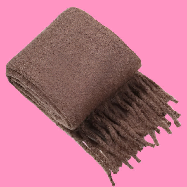 Scarf Cashmere Warm Wrap Pashmina Solid Foulard Scarves Shawls Thick Soft Blanket Large Tassels