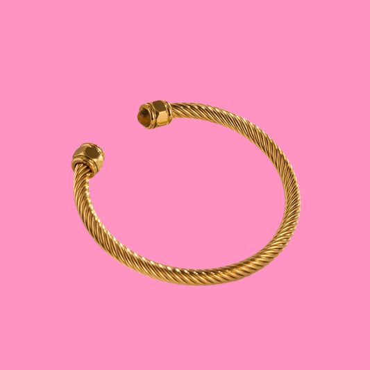 Twisted Pave Bangle Bracelet 18k Gold Plated