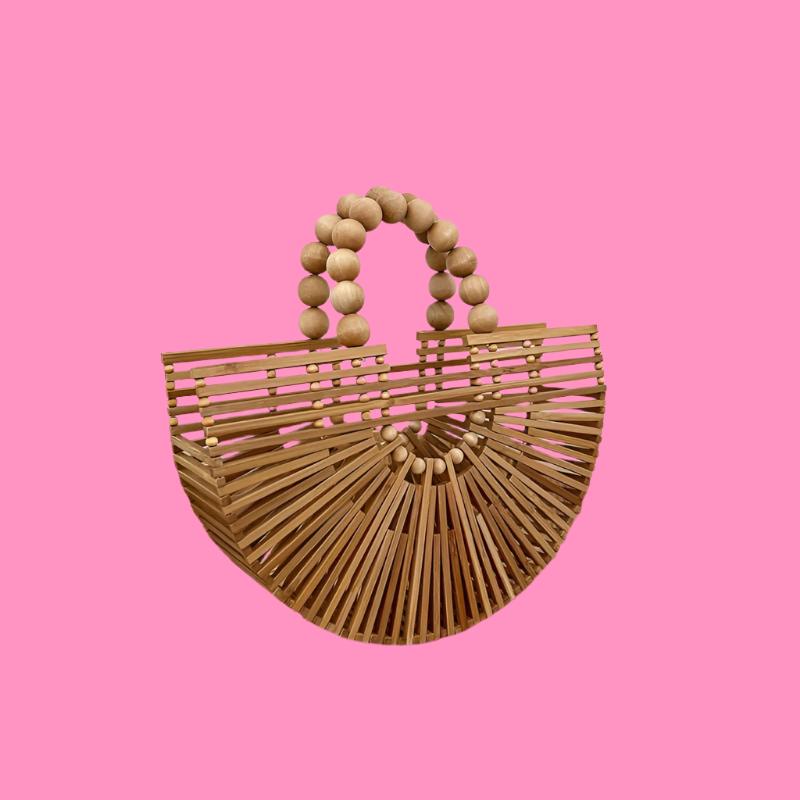 Super Fire Handwoven Bamboo Joint Bag Womens New Bamboo Woven Bamboo Basket Bag Beach Holiday Handbag