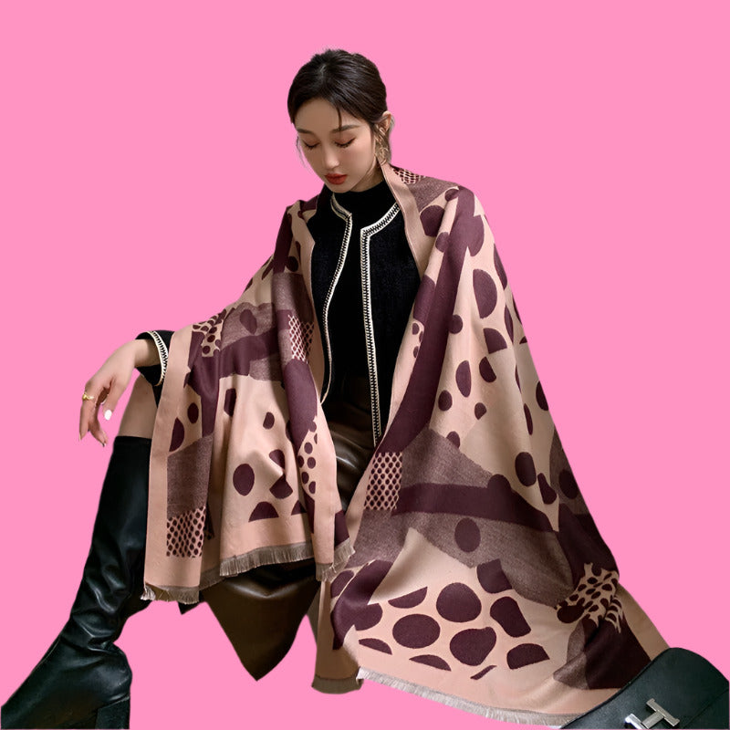 Luxury brand Winter Scarf Women Soft Cashmere Warm Pashmina Casual Dot Print Scarves Wrap Thick Long