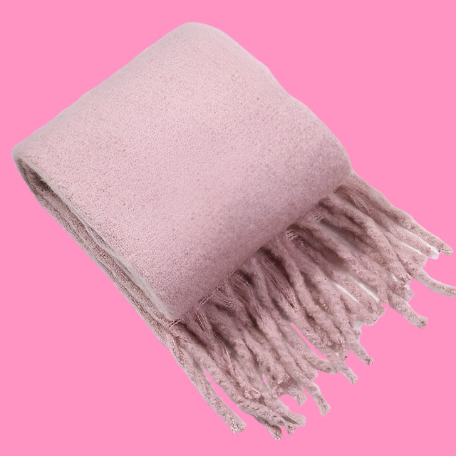 Scarf Cashmere Warm Wrap Pashmina Solid Foulard Scarves Shawls Thick Soft Blanket Large Tassels