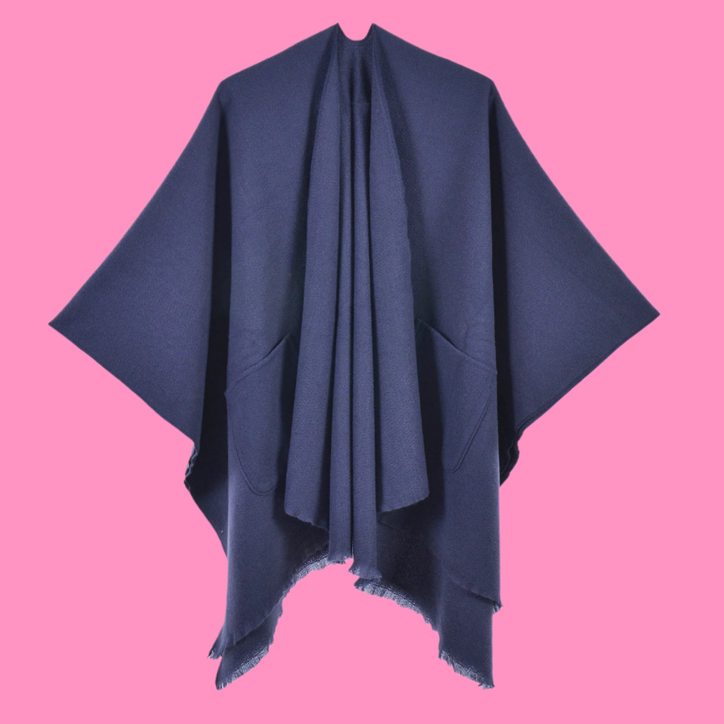 Warm cloak simple double-sided solid color slit imitation cashmere outer shawl