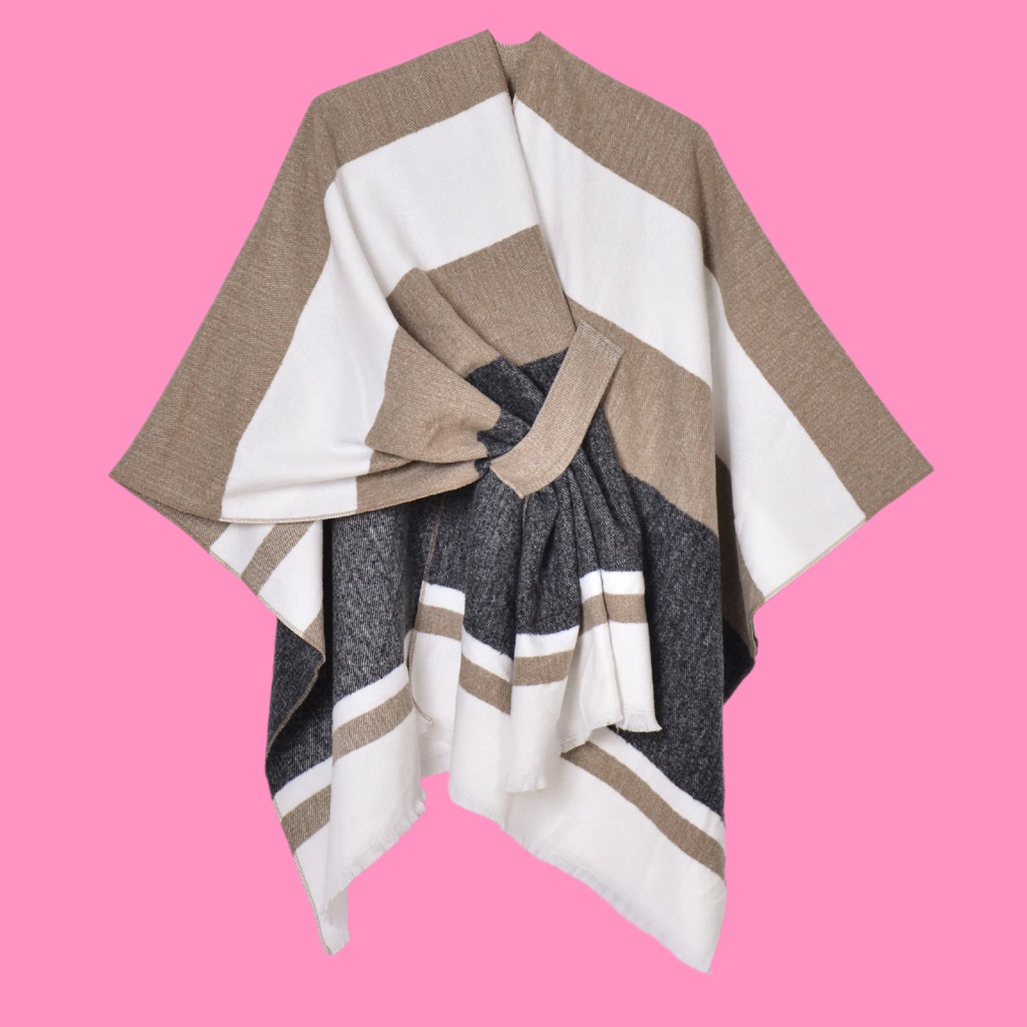 Warm cloak simple double-sided solid color slit imitation cashmere outer shawl