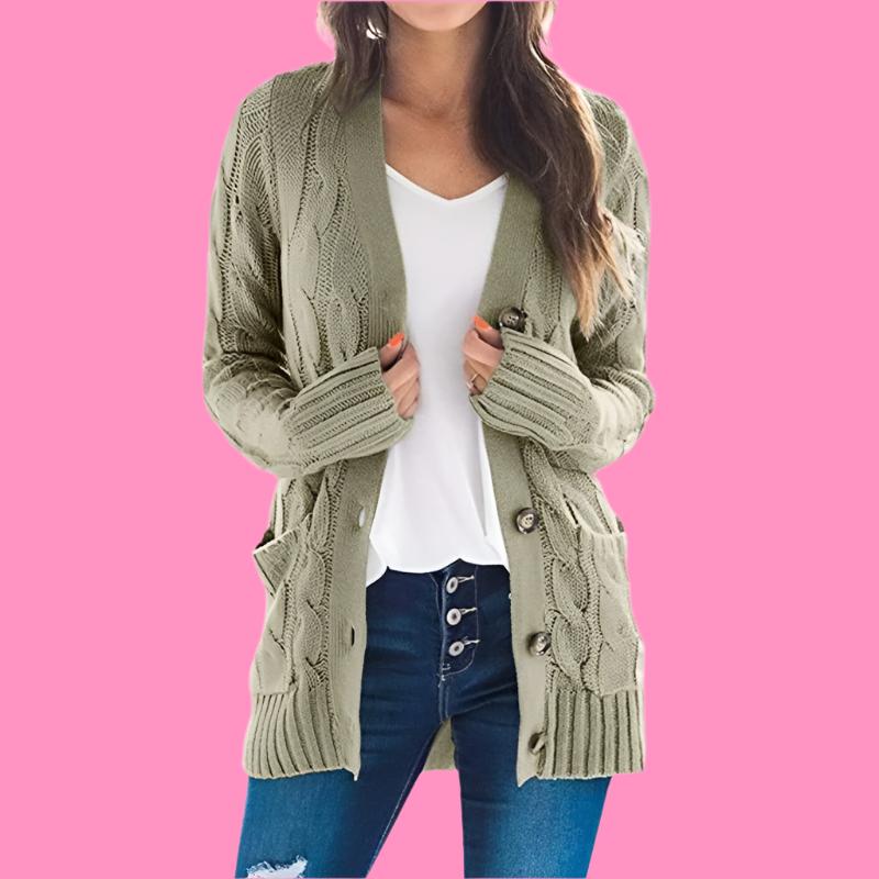 Lese's Long Cardigan Sweaters Solid Color