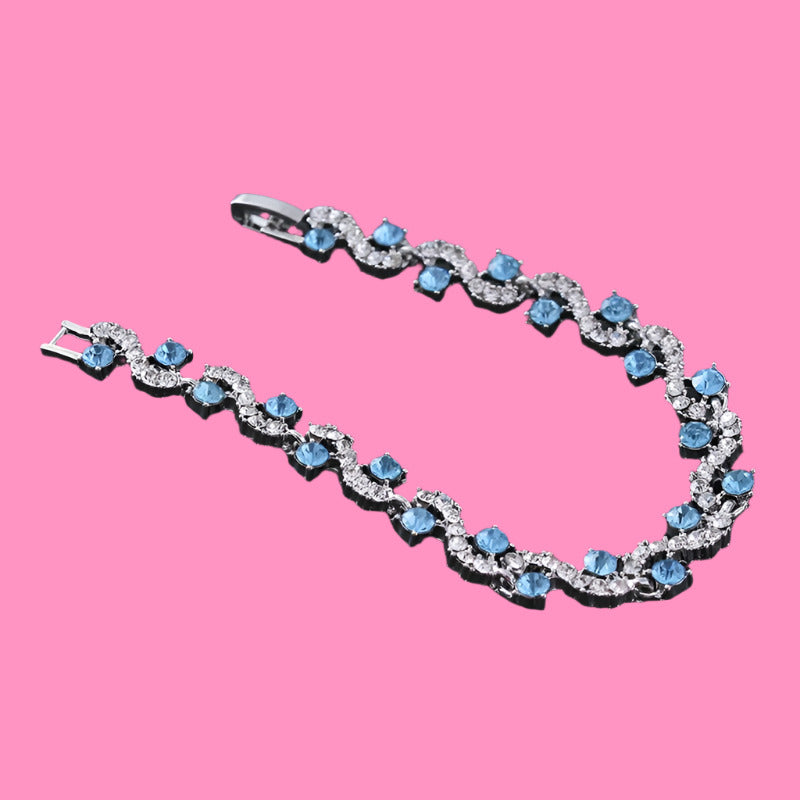 Crystalline Azuria 18K White Gold Plated Tennis Bracelet