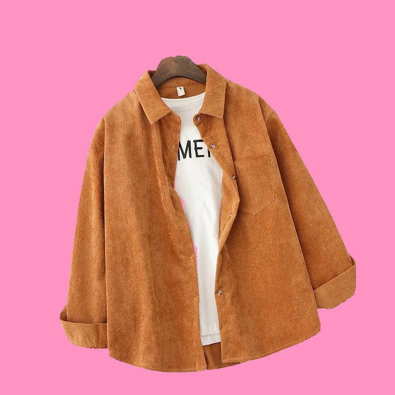 Loose Boyfriend Style Corduroy Shirt