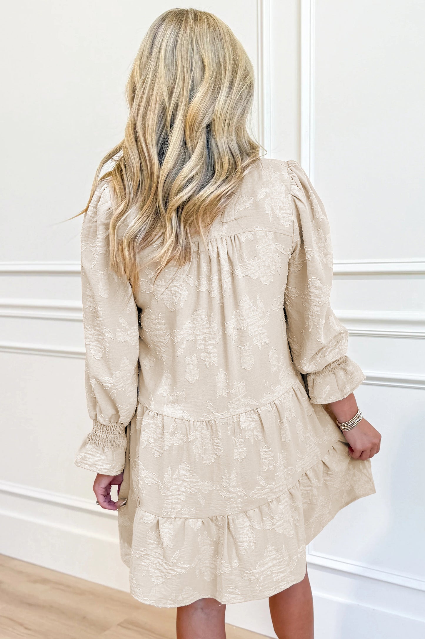 Long Sleeve Tiered Mini Dress