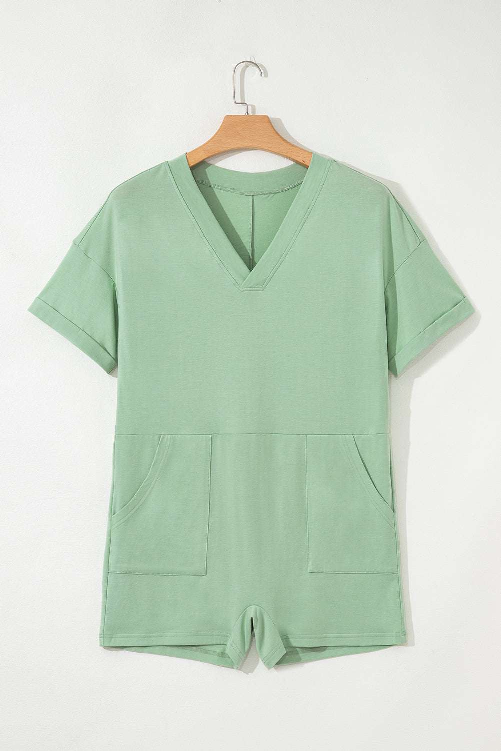Loose Half Sleeve V Neck Romper